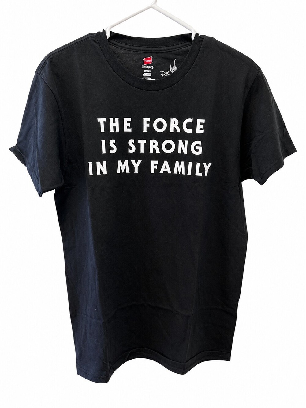 Hanes Star Wars The Force Is Strong In My Family Black Cotton T-Shirt Medium